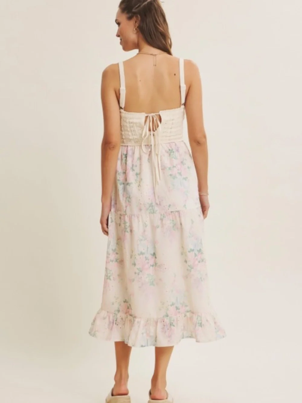 Dreamiest Crochet Twofer Midi Dress With Eyeelt - Picture 6 of 6
